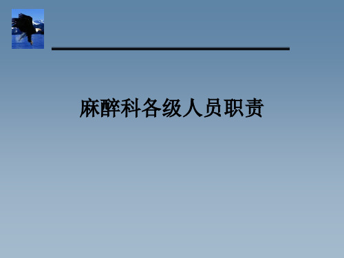 麻醉科各级人员职责ppt课件