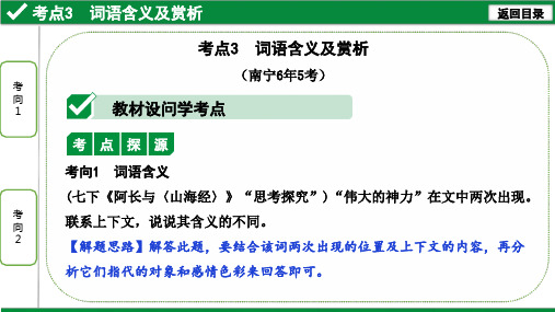 中考记叙文考点3  词语含义及赏析