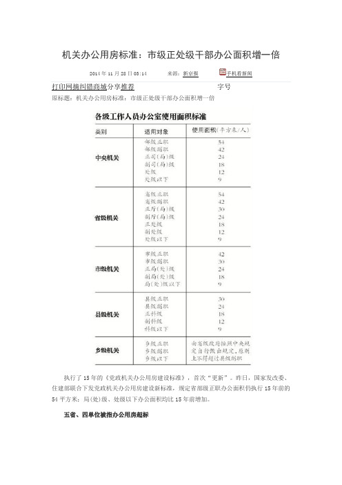 机关办公用房标准