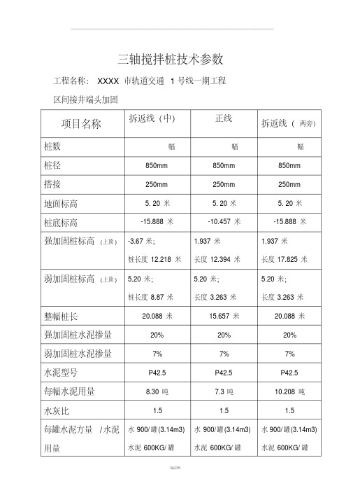 三轴搅拌桩技术参数