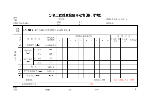 分项工程质量检验评定表(锥、护坡)