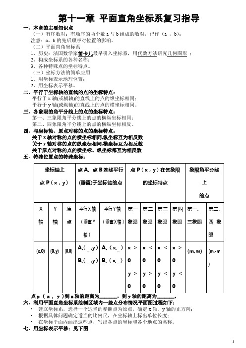 第11章平面直角坐标系基础知识总结与考题题型