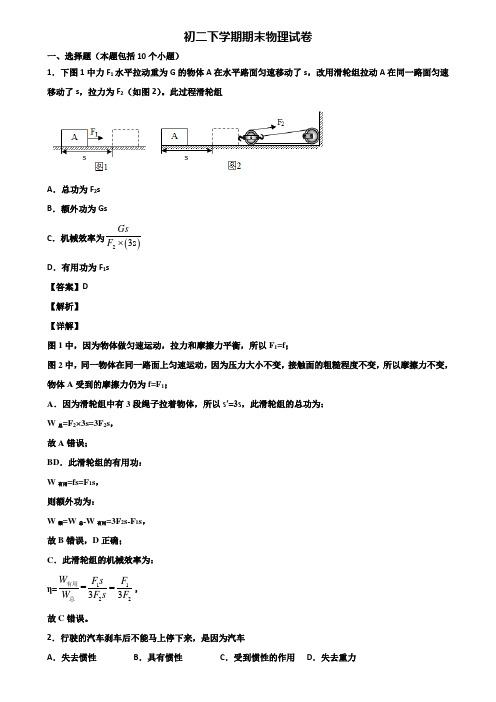 【精选3份合集】2020-2021年贵阳市八年级下学期物理期末学业质量检查模拟试题