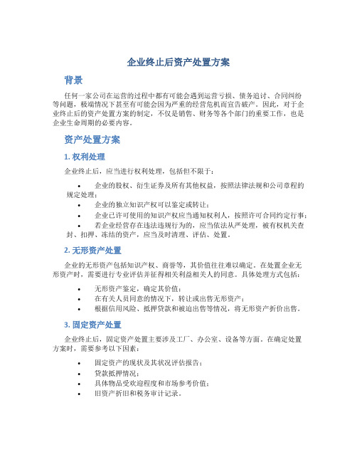 企业终止后资产处置方案