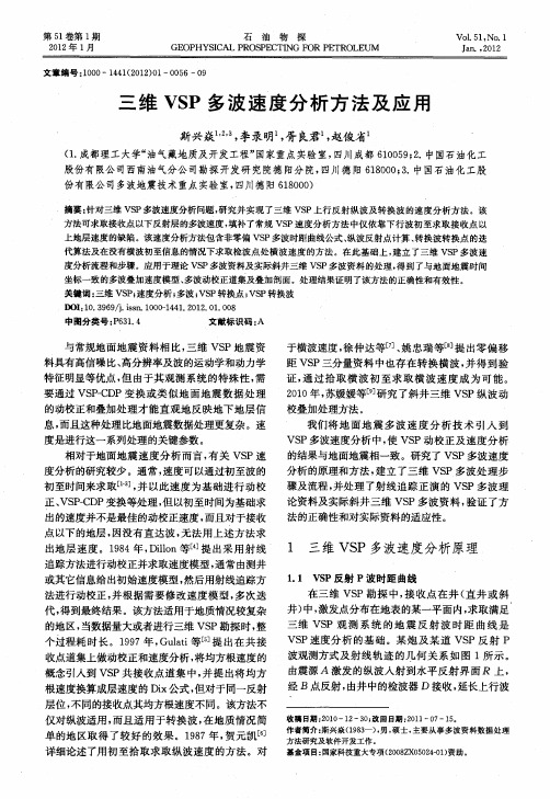 三维VSP多波速度分析方法及应用