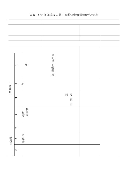 铝合金模板安装工程检验批质量验收记录