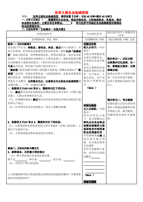 安徽省铜陵市铜都双语学校高三地理 世界主要农业地域类型复习学案