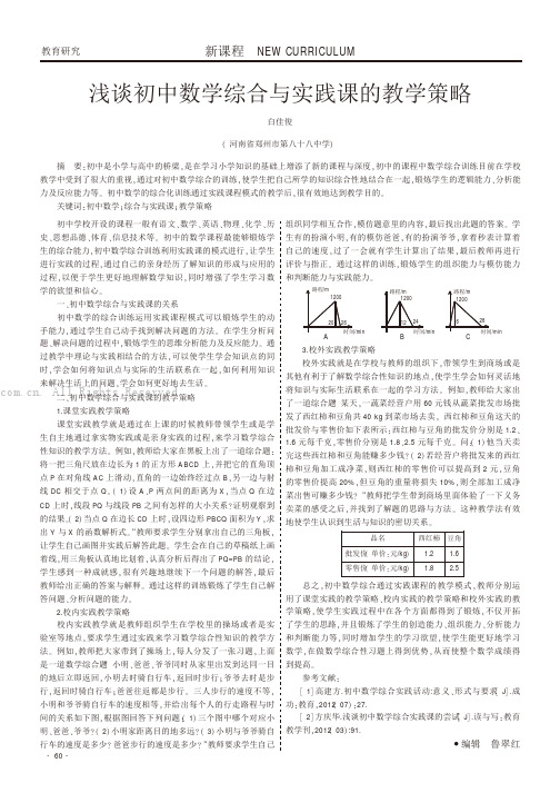 浅谈初中数学综合与实践课的教学策略