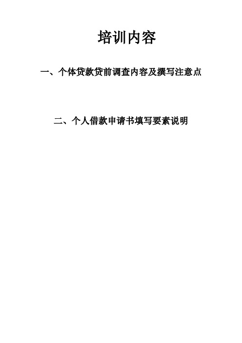 个人贷款贷前调查报告模板主注意点