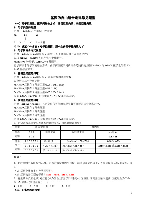 基因的自由组合定律-题型总结(附答案)-非常好用