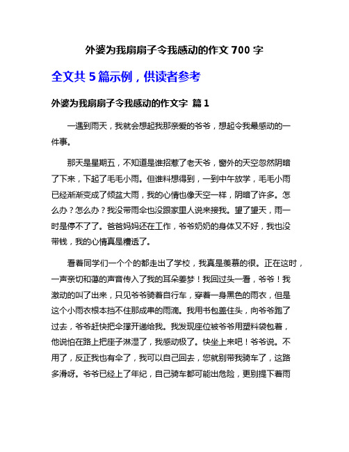 外婆为我扇扇子令我感动的作文700字