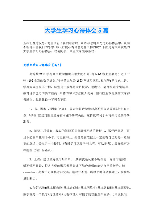 大学生学习心得体会5篇.doc