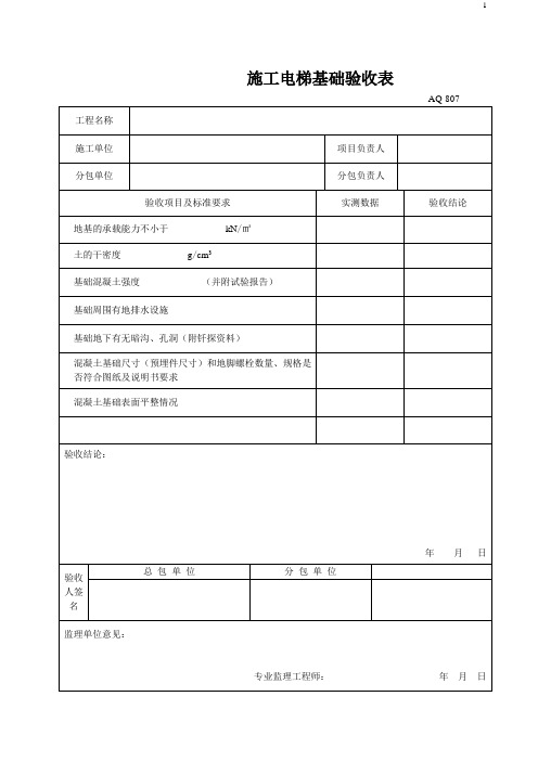 施工安全设施检验相关表格