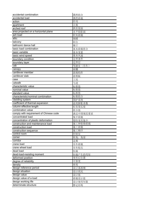 结构设计常用专业英语词汇汇编