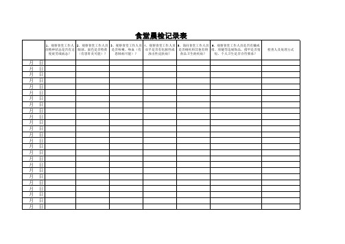 食堂从业人员晨检记录表