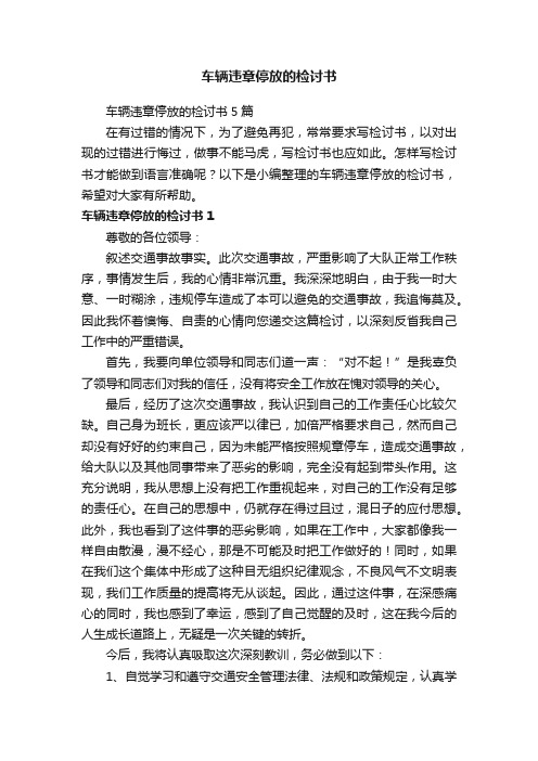 车辆违章停放的检讨书5篇