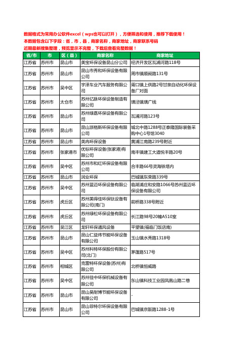 2020新版江苏省苏州市环保设备有限公司工商企业公司商家名录名单黄页联系电话号码地址大全287家