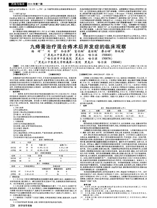 九痔膏治疗混合痔术后并发症的临床观察