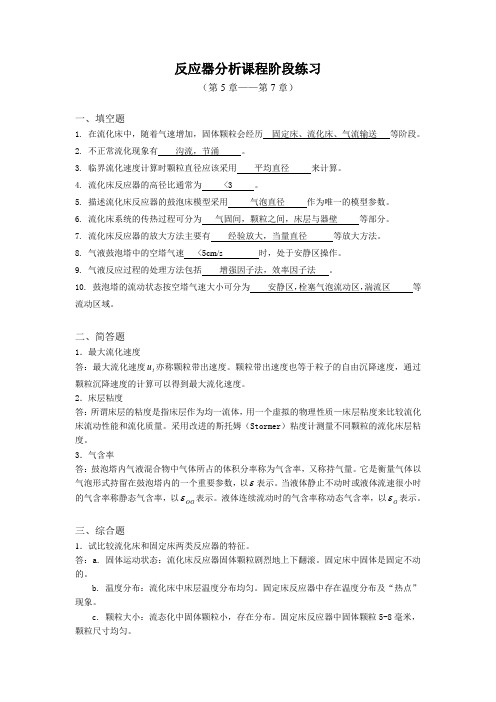 反应器分析阶段练习四答案