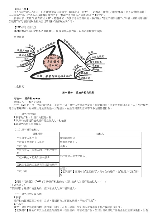 2023初级经济法基础房产税的纳税人、征税范围和应纳税额的计算