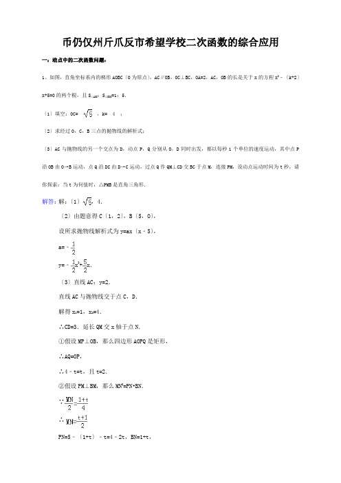 中考数学专题练习 二次函数的综合应用 华东师大版 试题