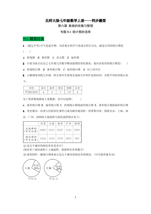 专题6.4 统计图的选择(同步题型-含答案) 七年级数学上册同步教学培优讲练(北师大版)