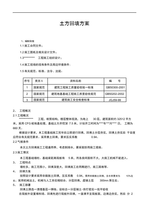 深基坑土方回填方案