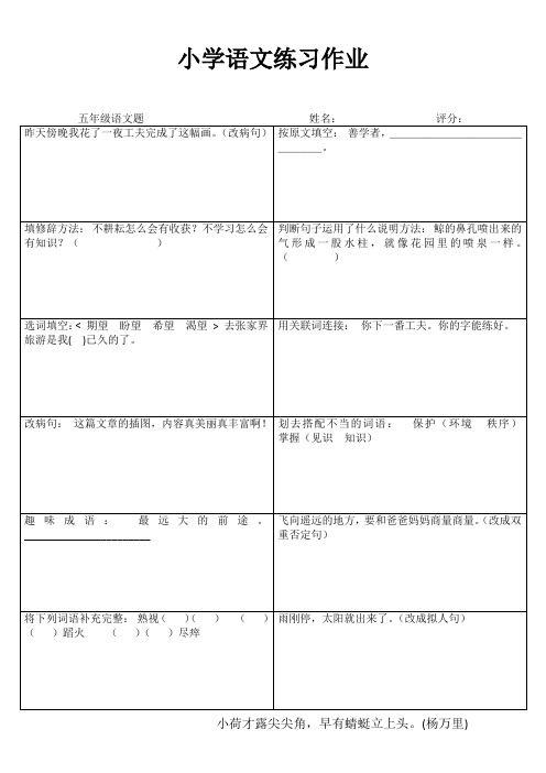 小学语文练习作业1