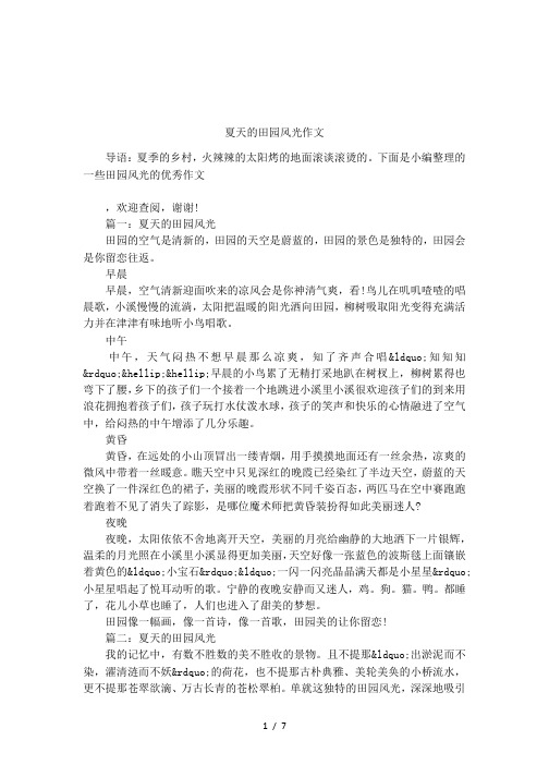 夏天的田园风光作文