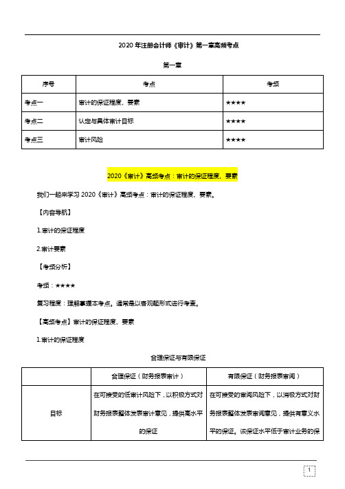 2020年注会《审计》第一章高频考点