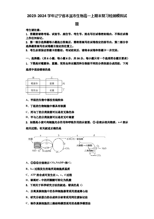 2023-2024学年辽宁省本溪市生物高一上期末复习检测模拟试题含解析