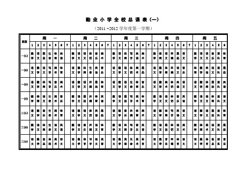 勤 业 小 学 全 校 总 课 表(一)