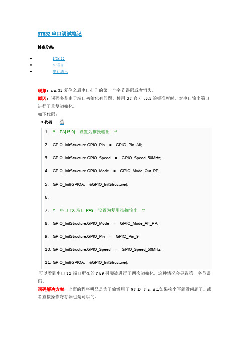 STM32串口调试笔记