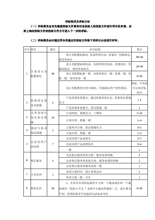 评标程序及评标办法