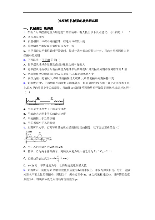 (完整版)机械振动单元测试题