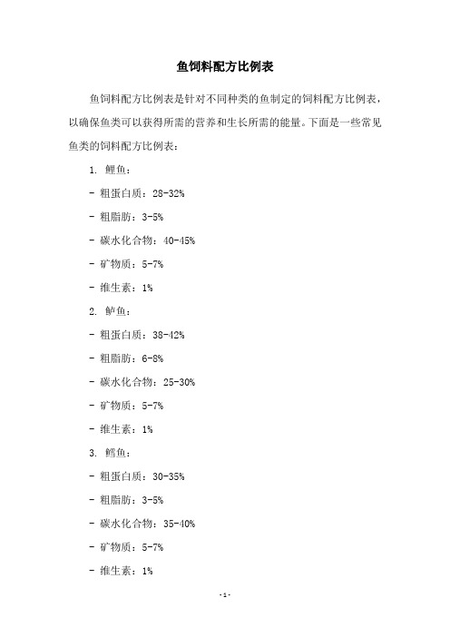 鱼饲料配方比例表