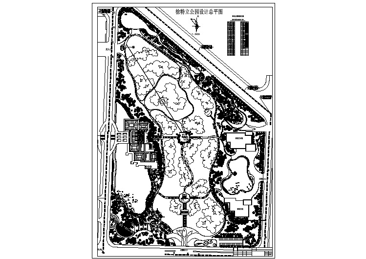 湖南徐特立公园规划总平面CAD图(标注明细）