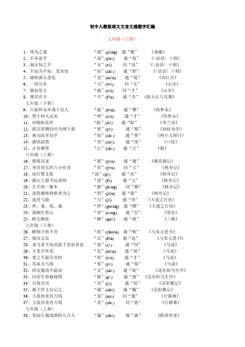 初中人教版语文文言文通假字汇编.doc