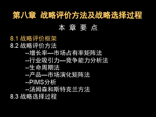 战略评价方法及战略选择过程