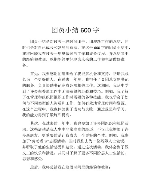 团员小结600字