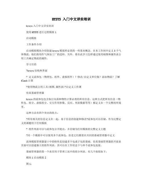 HYSYS 入门中文详实培训