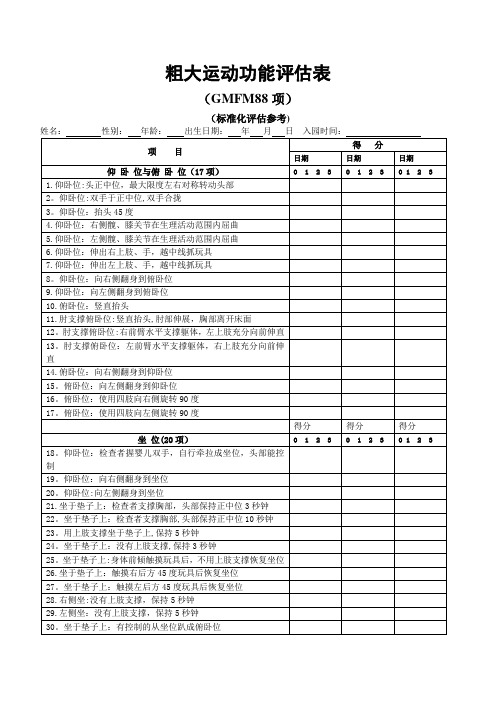 粗大运动功能评估表