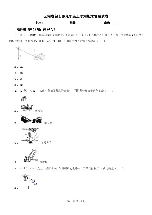 云南省保山市九年级上学期期末物理试卷