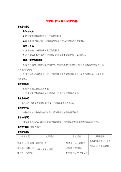 高中地理第三章区域产业活动第三节工业区位因素与工业地域联系教案湘教版必修