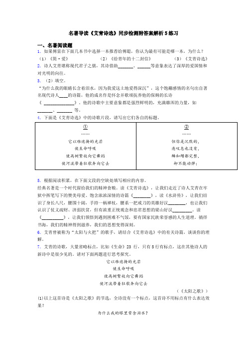 名著导读《艾青诗选》同步检测附答案解析5练习