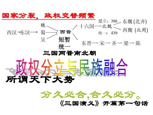 八年级历史与社会上册 第四单元第二课第二框政权分立与民族融合课件 人教新课标版