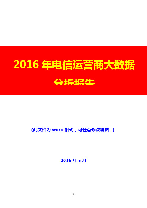 2016年电信运营商大数据分析报告(完美版)