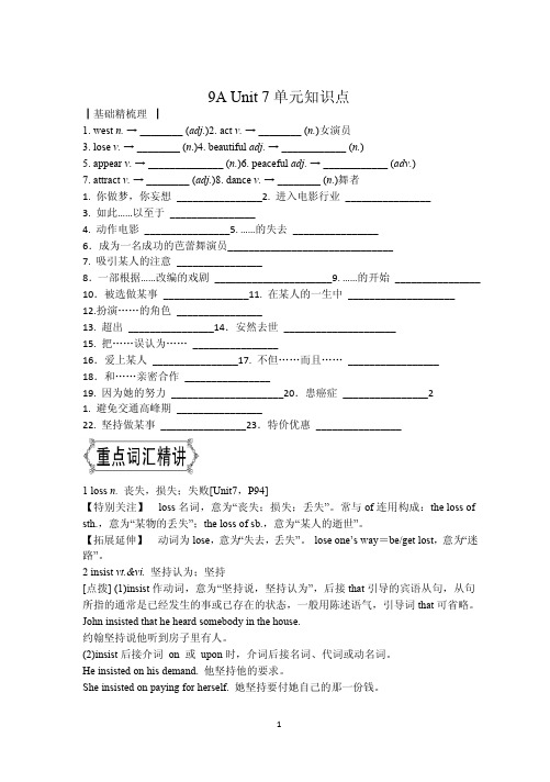 牛津9A Unit 7单元知识点精编