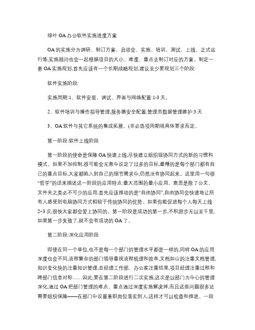 绿叶OA办公软件实施进度方案.