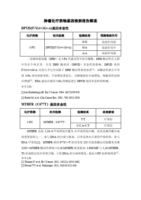 肿瘤化疗药物基因检测报告解读2012-11-6